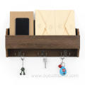 Rustic Wood Mail Organizer with 2-Way Hooks